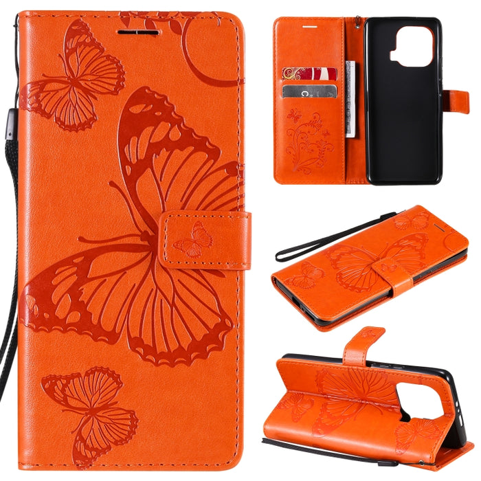 Estuche de cuero de PU con tapa horizontal con patrón de mariposa estampado prensado con soporte y ranuras para tarjetas y billetera y cordón, For Xiaomi Mi 11 Lite, For Xiaomi Mi 11 Pro