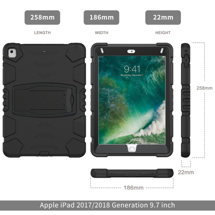 Marco de pantalla de protección de 3 capas + PC + Estuche combinado de silicona a prueba de golpes con soporte, For iPad 9.7 (2018) / (2017) / Air 2 / Pro 9.7, For iPad 10.2 2021 / 2020 / 2019, For iPad Pro 10.5 (2019) / (2017)