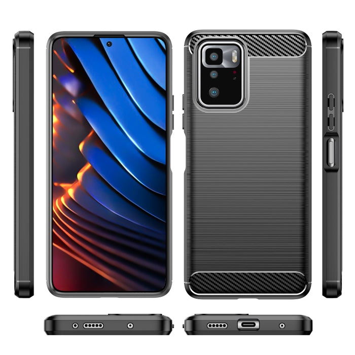 Estuche de TPU de fibra de carbono con textura cepillada, For Samsung Galaxy A22 4G, For Samsung Galaxy F52 5G, For Xiaomi Redmi Note 10 Pro 5G