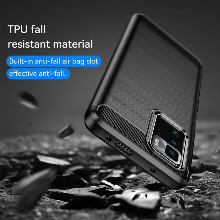 Estuche de TPU de fibra de carbono con textura cepillada, For Samsung Galaxy A22 4G, For Samsung Galaxy F52 5G, For Xiaomi Redmi Note 10 Pro 5G