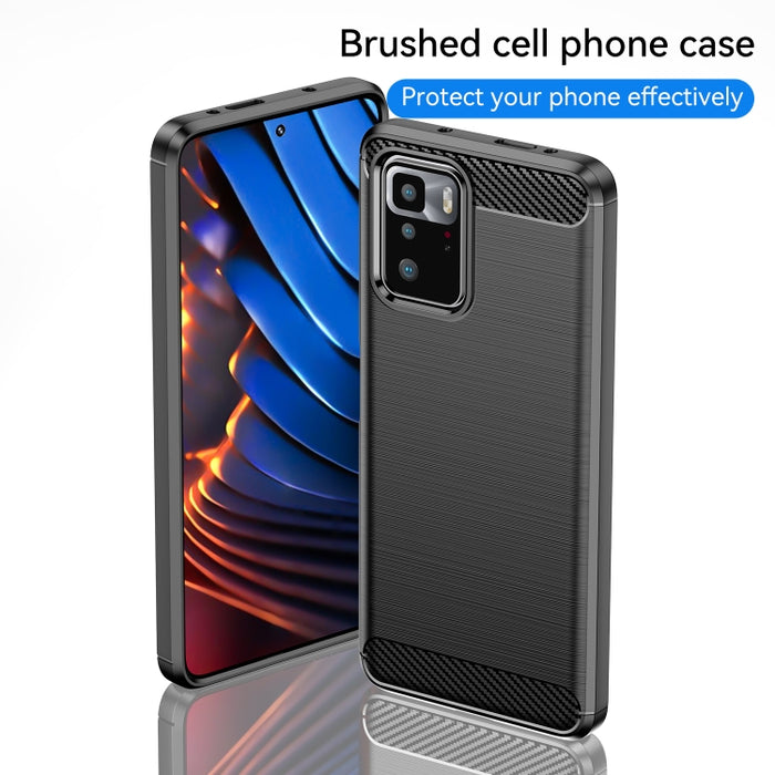 Estuche de TPU de fibra de carbono con textura cepillada, For Samsung Galaxy A22 4G, For Samsung Galaxy F52 5G, For Xiaomi Redmi Note 10 Pro 5G