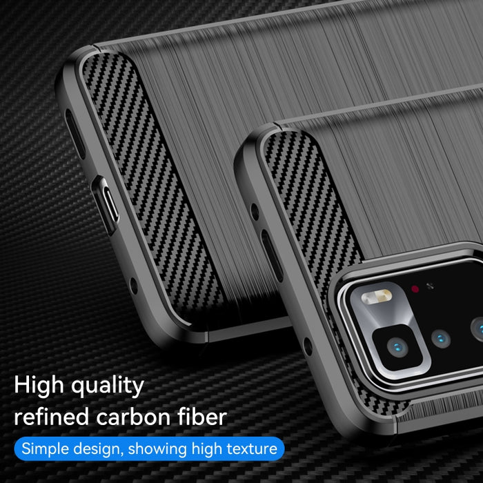Estuche de TPU de fibra de carbono con textura cepillada, For Samsung Galaxy A22 4G, For Samsung Galaxy F52 5G, For Xiaomi Redmi Note 10 Pro 5G