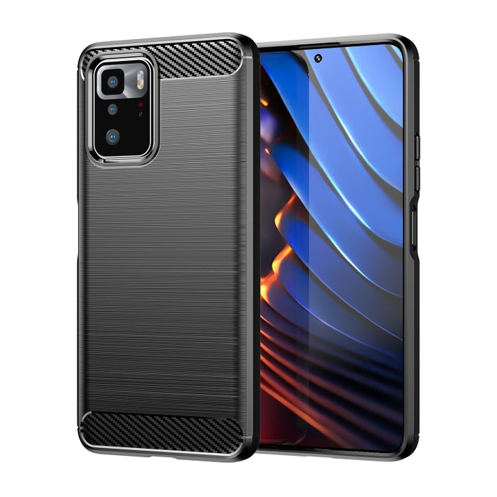 Estuche de TPU de fibra de carbono con textura cepillada, For Samsung Galaxy A22 4G, For Samsung Galaxy F52 5G, For Xiaomi Redmi Note 10 Pro 5G