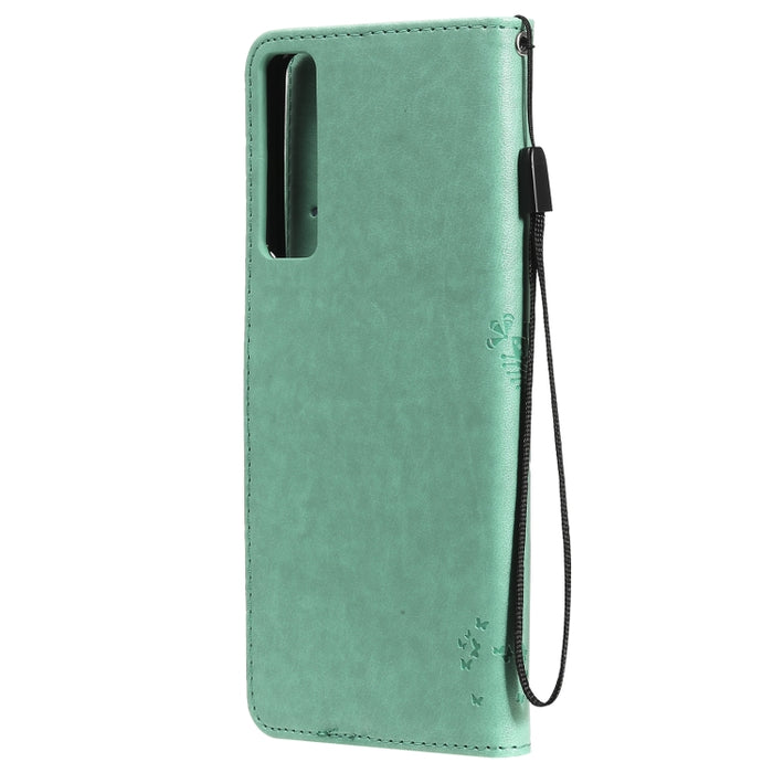 Estuche de cuero de PU con tapa horizontal con estampado prensado de patrón de árbol y gato con soporte y ranuras para tarjetas y billetera y cordón, For LG Stylo 7 5G / 4G, For OPPO F19 / A74 4G, For OPPO A93 5G / A74 5G                               ...