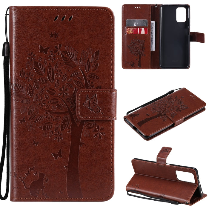 Estuche de cuero de PU con tapa horizontal con estampado prensado de patrón de árbol y gato con soporte y ranuras para tarjetas y billetera y cordón, For Xiaomi Redmi Note 10 4G, For Xiaomi Redmi Note 10 Pro, For Samsung Galaxy A32 4G                  ...