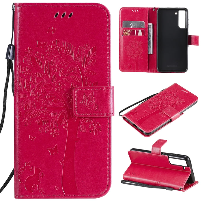 Estuche de cuero de PU con tapa horizontal con estampado prensado de patrón de árbol y gato con soporte y ranuras para tarjetas y billetera y cordón, For Xiaomi Redmi Note 10 4G, For Xiaomi Redmi Note 10 Pro, For Samsung Galaxy A32 4G                  ...