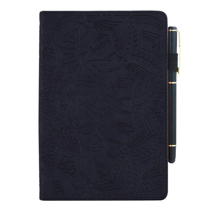 Estuche de cuero en relieve con diseño plegable doble con patrón de becerro con soporte y ranuras para tarjetas y ranura para bolígrafo y banda elástica, For iPad Pro 9.7 inch, For iPad 10.2 2021 / 2020 / 2019, For iPad 4 & 3 & 2                       ...