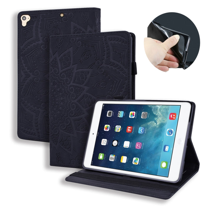 Estuche de cuero en relieve con diseño plegable doble con patrón de becerro con soporte y ranuras para tarjetas y ranura para bolígrafo y banda elástica, For iPad Pro 9.7 inch, For iPad 10.2 2021 / 2020 / 2019, For iPad 4 & 3 & 2                       ...