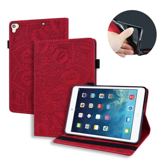 Estuche de cuero en relieve con diseño plegable doble con patrón de becerro con soporte y ranuras para tarjetas y ranura para bolígrafo y banda elástica, For iPad Pro 9.7 inch, For iPad 10.2 2021 / 2020 / 2019, For iPad 4 & 3 & 2                       ...
