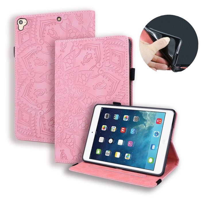 Estuche de cuero en relieve con diseño plegable doble con patrón de becerro con soporte y ranuras para tarjetas y ranura para bolígrafo y banda elástica, For iPad Pro 9.7 inch, For iPad 10.2 2021 / 2020 / 2019, For iPad 4 & 3 & 2                       ...