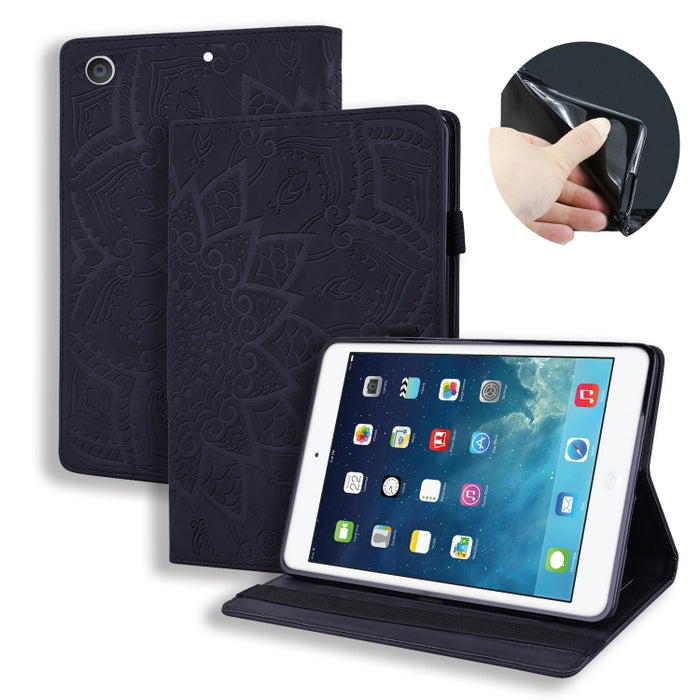 Estuche de cuero en relieve con diseño plegable doble con patrón de becerro con soporte y ranuras para tarjetas y ranura para bolígrafo y banda elástica, For iPad Pro 9.7 inch, For iPad 10.2 2021 / 2020 / 2019, For iPad 4 & 3 & 2                       ...