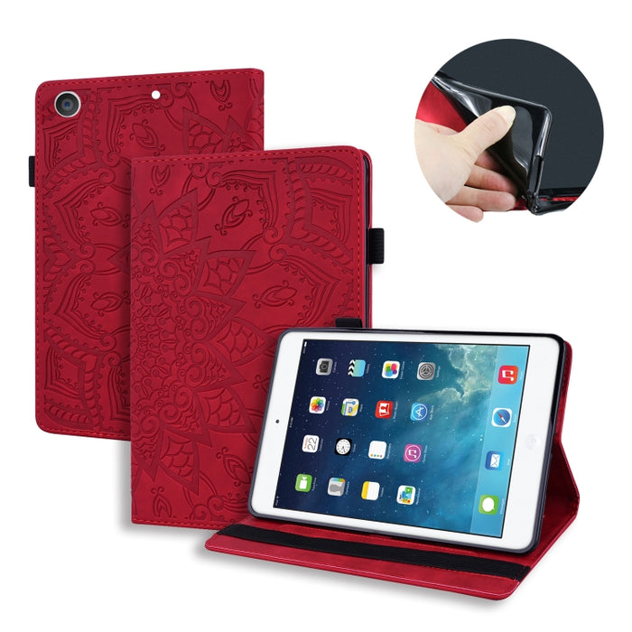 Estuche de cuero en relieve con diseño plegable doble con patrón de becerro con soporte y ranuras para tarjetas y ranura para bolígrafo y banda elástica, For iPad Pro 9.7 inch, For iPad 10.2 2021 / 2020 / 2019, For iPad 4 & 3 & 2                       ...