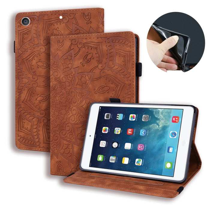 Estuche de cuero en relieve con diseño plegable doble con patrón de becerro con soporte y ranuras para tarjetas y ranura para bolígrafo y banda elástica, For iPad Pro 9.7 inch, For iPad 10.2 2021 / 2020 / 2019, For iPad 4 & 3 & 2                       ...