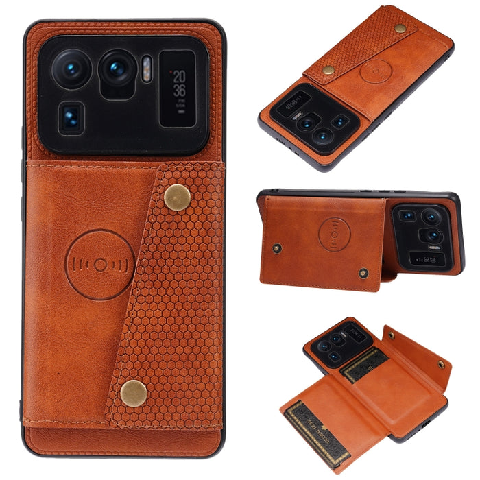Estuche protector magnético a prueba de golpes con doble hebilla PU + TPU con ranura para tarjeta y soporte, For Xiaomi Redmi Note 10 Pro Max, For Xiaomi Mi 11 Ultra, For Xiaomi Mi 11 Pro, For Xiaomi Mi 11 Lite