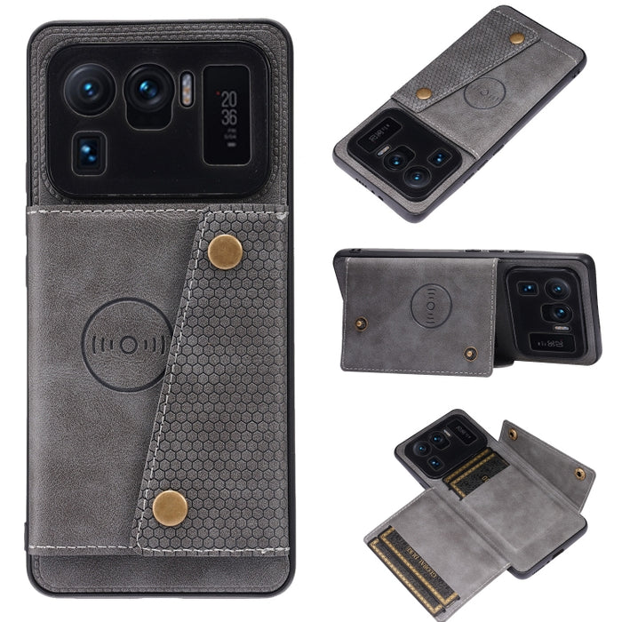 Estuche protector magnético a prueba de golpes con doble hebilla PU + TPU con ranura para tarjeta y soporte, For Xiaomi Redmi Note 10 Pro Max, For Xiaomi Mi 11 Ultra, For Xiaomi Mi 11 Pro, For Xiaomi Mi 11 Lite
