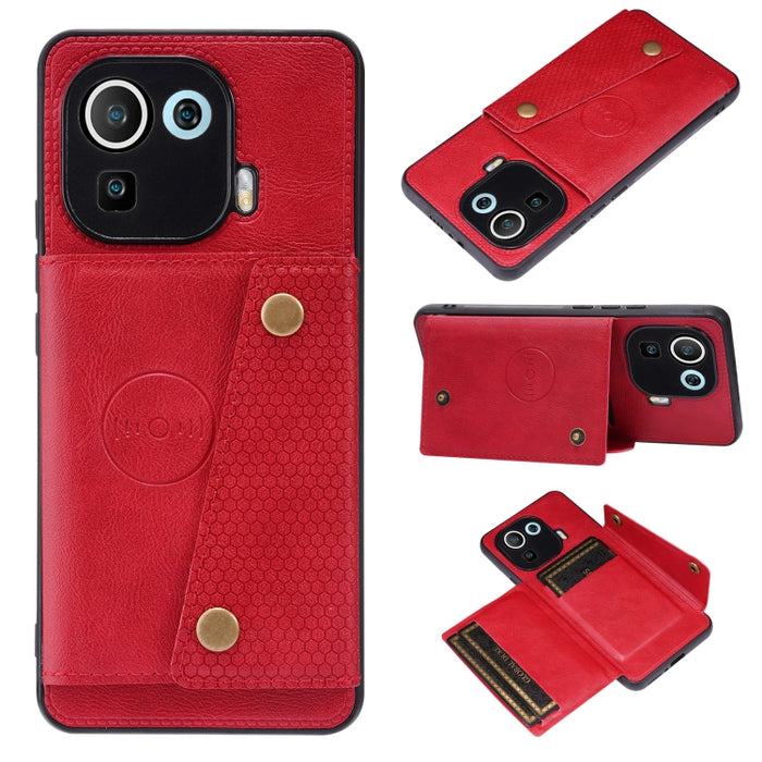 Estuche protector magnético a prueba de golpes con doble hebilla PU + TPU con ranura para tarjeta y soporte, For Xiaomi Redmi Note 10 Pro Max, For Xiaomi Mi 11 Ultra, For Xiaomi Mi 11 Pro, For Xiaomi Mi 11 Lite