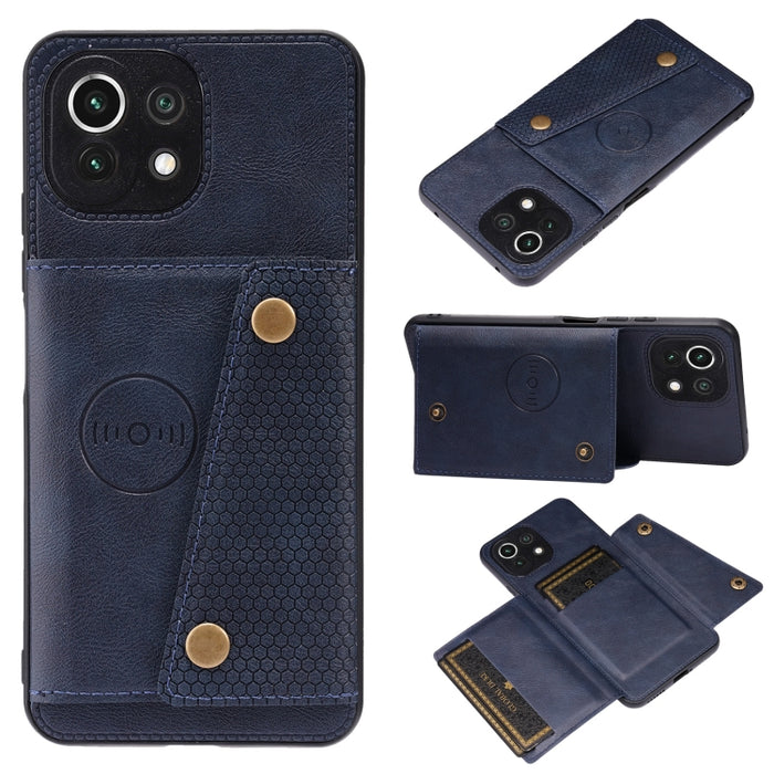 Estuche protector magnético a prueba de golpes con doble hebilla PU + TPU con ranura para tarjeta y soporte, For Xiaomi Redmi Note 10 Pro Max, For Xiaomi Mi 11 Ultra, For Xiaomi Mi 11 Pro, For Xiaomi Mi 11 Lite