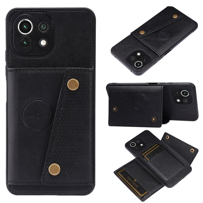 Estuche protector magnético a prueba de golpes con doble hebilla PU + TPU con ranura para tarjeta y soporte, For Xiaomi Redmi Note 10 Pro Max, For Xiaomi Mi 11 Ultra, For Xiaomi Mi 11 Pro, For Xiaomi Mi 11 Lite