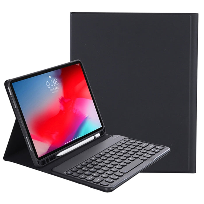 Y-C11B 2021 Desmontable Color caramelo Textura de la piel Tecla redonda Teclado Bluetooth Funda de cuero con ranura para bolígrafo y soporte