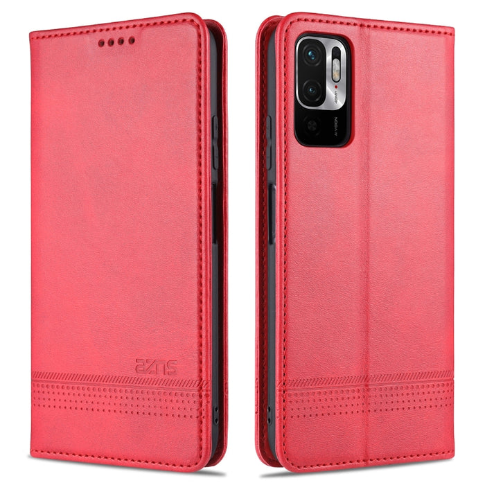 AZNS Estuche de cuero con tapa horizontal con textura de becerro magnético con ranuras para tarjetas y soporte y billetera, For vivo 21, For Xiaomi Redmi Note 10 5G, For Xiaomi Poco M3 Pro 5G
