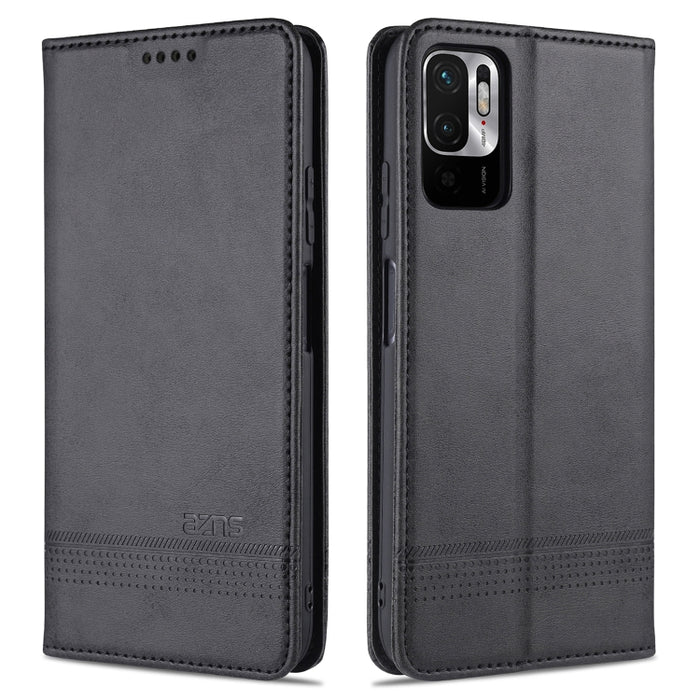 AZNS Estuche de cuero con tapa horizontal con textura de becerro magnético con ranuras para tarjetas y soporte y billetera, For vivo 21, For Xiaomi Redmi Note 10 5G, For Xiaomi Poco M3 Pro 5G