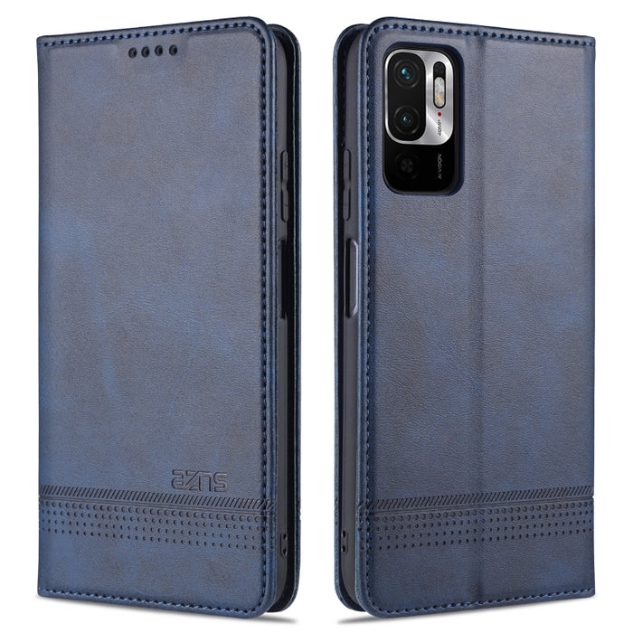 AZNS Estuche de cuero con tapa horizontal con textura de becerro magnético con ranuras para tarjetas y soporte y billetera, For vivo 21, For Xiaomi Redmi Note 10 5G, For Xiaomi Poco M3 Pro 5G