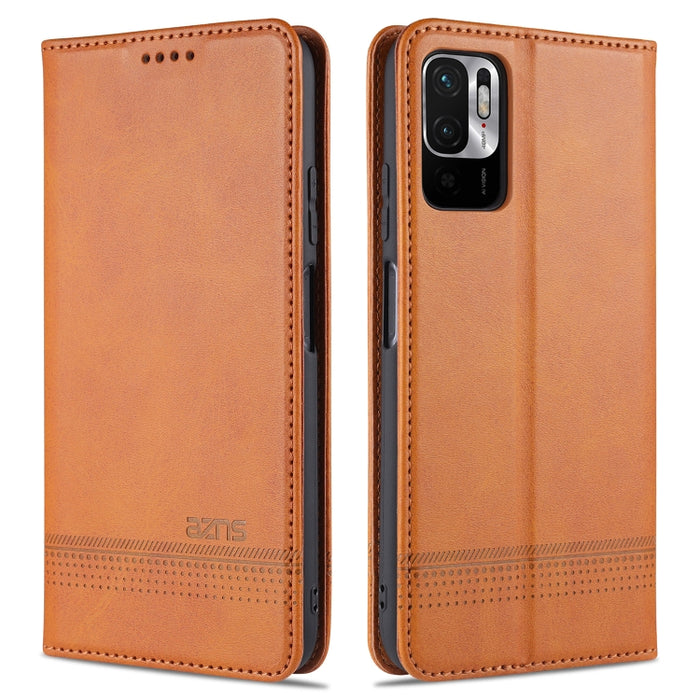 AZNS Estuche de cuero con tapa horizontal con textura de becerro magnético con ranuras para tarjetas y soporte y billetera, For vivo 21, For Xiaomi Redmi Note 10 5G, For Xiaomi Poco M3 Pro 5G