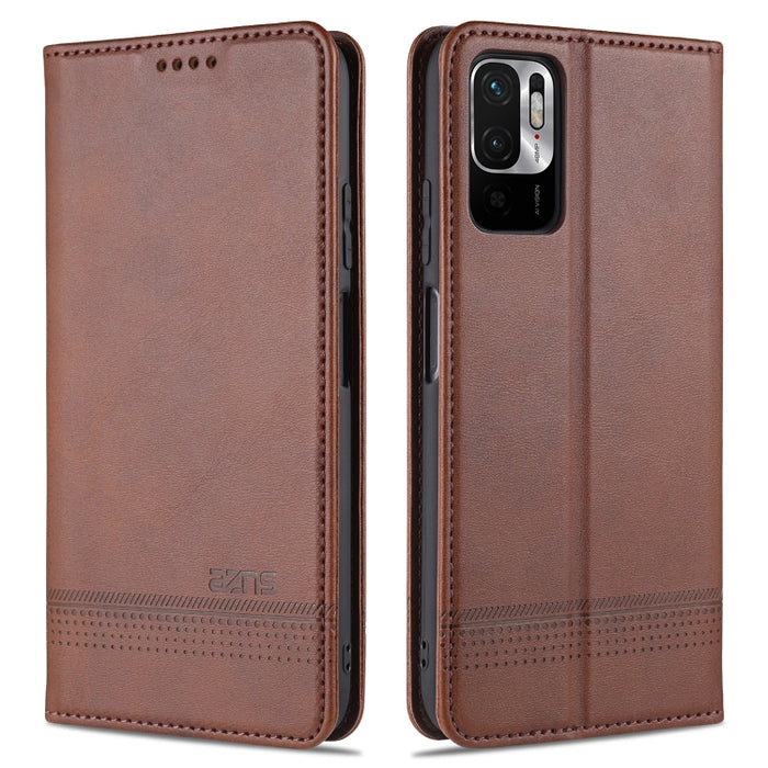 AZNS Estuche de cuero con tapa horizontal con textura de becerro magnético con ranuras para tarjetas y soporte y billetera, For vivo 21, For Xiaomi Redmi Note 10 5G, For Xiaomi Poco M3 Pro 5G