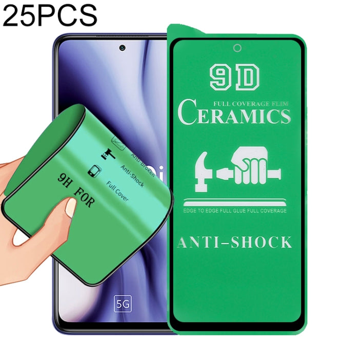 Película de cerámica con pegamento completo de pantalla completa 25 PCS 9D, For Xiaomi Redmi K40 Pro (25 PCS), For Samsung Galaxy A02s (25 PCS), For Xiaomi Mi 10i (25 PCS), For Samsung Galaxy A12 / A12 Nacho / M12 / A13 5G (25 PCS)                     ...