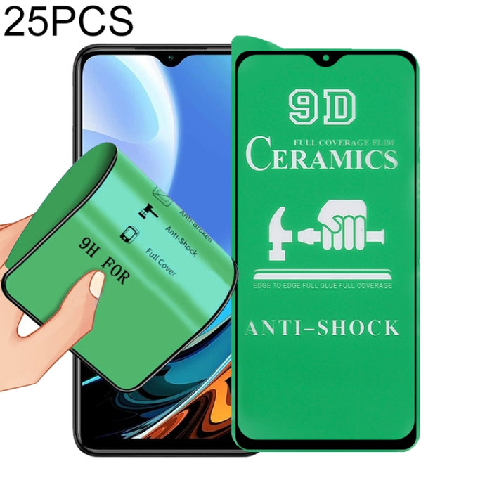 Película de cerámica con pegamento completo de pantalla completa 25 PCS 9D, For Xiaomi Redmi K40 Pro (25 PCS), For Samsung Galaxy A02s (25 PCS), For Xiaomi Mi 10i (25 PCS), For Samsung Galaxy A12 / A12 Nacho / M12 / A13 5G (25 PCS)                     ...
