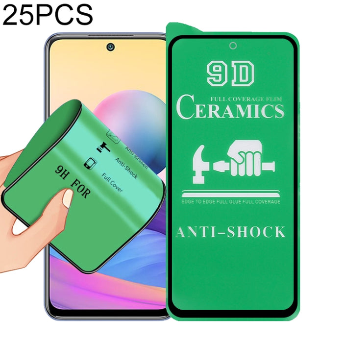 Película de cerámica con pegamento completo de pantalla completa 25 PCS 9D, For Xiaomi Redmi K40 Pro (25 PCS), For Samsung Galaxy A02s (25 PCS), For Xiaomi Mi 10i (25 PCS), For Samsung Galaxy A12 / A12 Nacho / M12 / A13 5G (25 PCS)                     ...