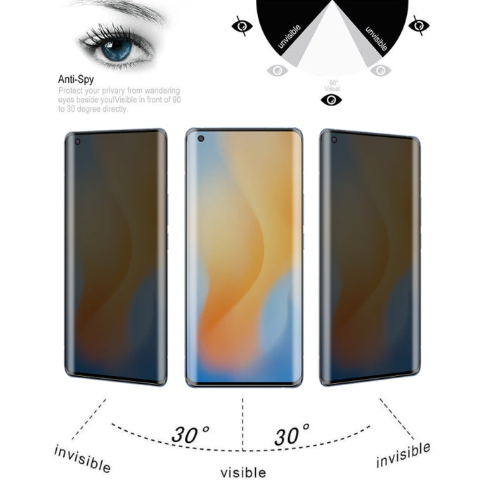 Película de vidrio de privacidad de superficie curvada 3D de dureza superficial 9H de 0,3 mm, For vivo X50 Pro (1 PCS), For OnePlus 8 Pro (1 PCS), For Meizu 18 Pro / 18s Pro (1 PCS), For Xiaomi Mi 11 (1 PCS), For OPPO Reno5 Pro 5G (1 PCS)              ...