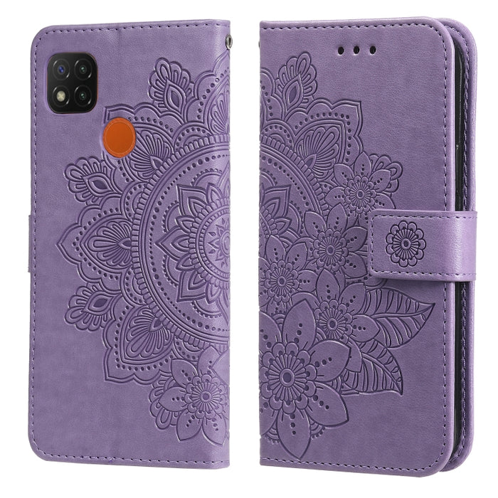 Estuche de cuero de PU con tapa horizontal con estampado de flores de 7 pétalos con soporte y ranuras para tarjetas y billetera y marco de fotos, For Xiaomi Redmi 9C, For Xiaomi Redmi 9A, For Xiaomi Redmi K40/K40 Pro/Poco F3/ Mi 11i                    ...