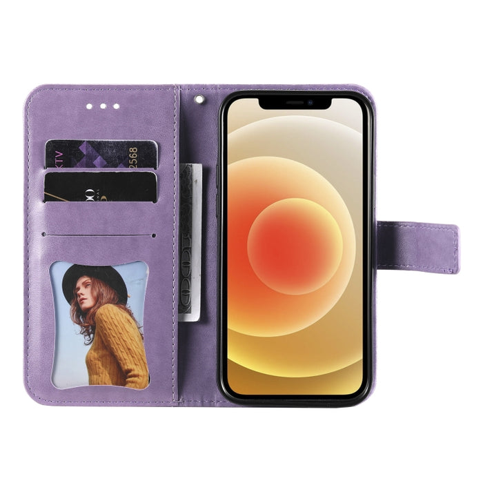 Estuche de cuero de PU con tapa horizontal con estampado de flores de 7 pétalos con soporte y ranuras para tarjetas y billetera y marco de fotos, For Xiaomi Redmi 9C, For Xiaomi Redmi 9A, For Xiaomi Redmi K40/K40 Pro/Poco F3/ Mi 11i                    ...