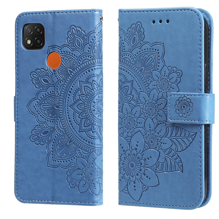 Estuche de cuero de PU con tapa horizontal con estampado de flores de 7 pétalos con soporte y ranuras para tarjetas y billetera y marco de fotos, For Xiaomi Redmi 9C, For Xiaomi Redmi 9A, For Xiaomi Redmi K40/K40 Pro/Poco F3/ Mi 11i                    ...
