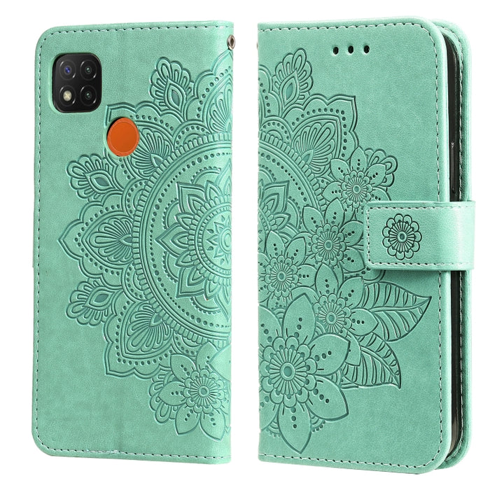 Estuche de cuero de PU con tapa horizontal con estampado de flores de 7 pétalos con soporte y ranuras para tarjetas y billetera y marco de fotos, For Xiaomi Redmi 9C, For Xiaomi Redmi 9A, For Xiaomi Redmi K40/K40 Pro/Poco F3/ Mi 11i                    ...