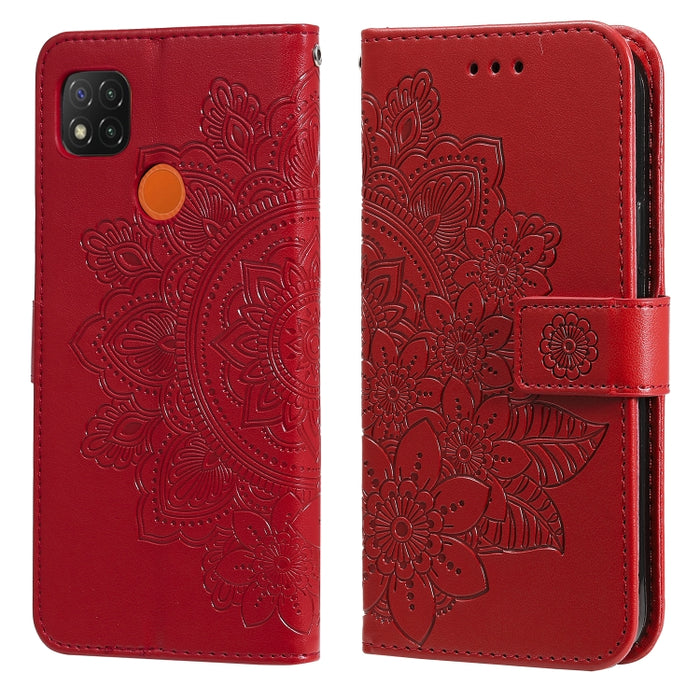 Estuche de cuero de PU con tapa horizontal con estampado de flores de 7 pétalos con soporte y ranuras para tarjetas y billetera y marco de fotos, For Xiaomi Redmi 9C, For Xiaomi Redmi 9A, For Xiaomi Redmi K40/K40 Pro/Poco F3/ Mi 11i                    ...