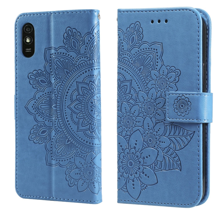 Estuche de cuero de PU con tapa horizontal con estampado de flores de 7 pétalos con soporte y ranuras para tarjetas y billetera y marco de fotos, For Xiaomi Redmi 9C, For Xiaomi Redmi 9A, For Xiaomi Redmi K40/K40 Pro/Poco F3/ Mi 11i                    ...