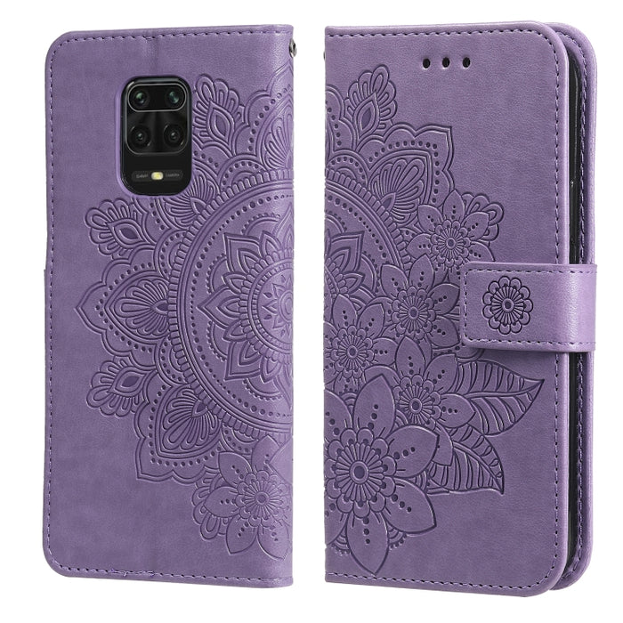 Estuche de cuero de PU con tapa horizontal con estampado de flores de 7 pétalos con soporte y ranuras para tarjetas y billetera y marco de fotos, For Xiaomi Redmi 9C, For Xiaomi Redmi 9A, For Xiaomi Redmi K40/K40 Pro/Poco F3/ Mi 11i                    ...