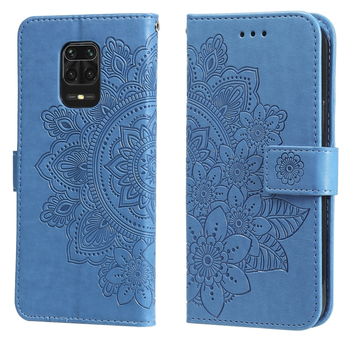 Estuche de cuero de PU con tapa horizontal con estampado de flores de 7 pétalos con soporte y ranuras para tarjetas y billetera y marco de fotos, For Xiaomi Redmi 9C, For Xiaomi Redmi 9A, For Xiaomi Redmi K40/K40 Pro/Poco F3/ Mi 11i                    ...