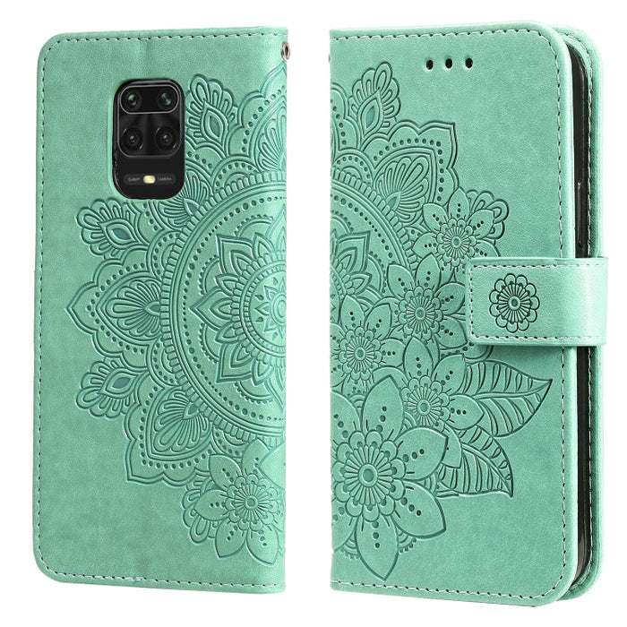 Estuche de cuero de PU con tapa horizontal con estampado de flores de 7 pétalos con soporte y ranuras para tarjetas y billetera y marco de fotos, For Xiaomi Redmi 9C, For Xiaomi Redmi 9A, For Xiaomi Redmi K40/K40 Pro/Poco F3/ Mi 11i                    ...