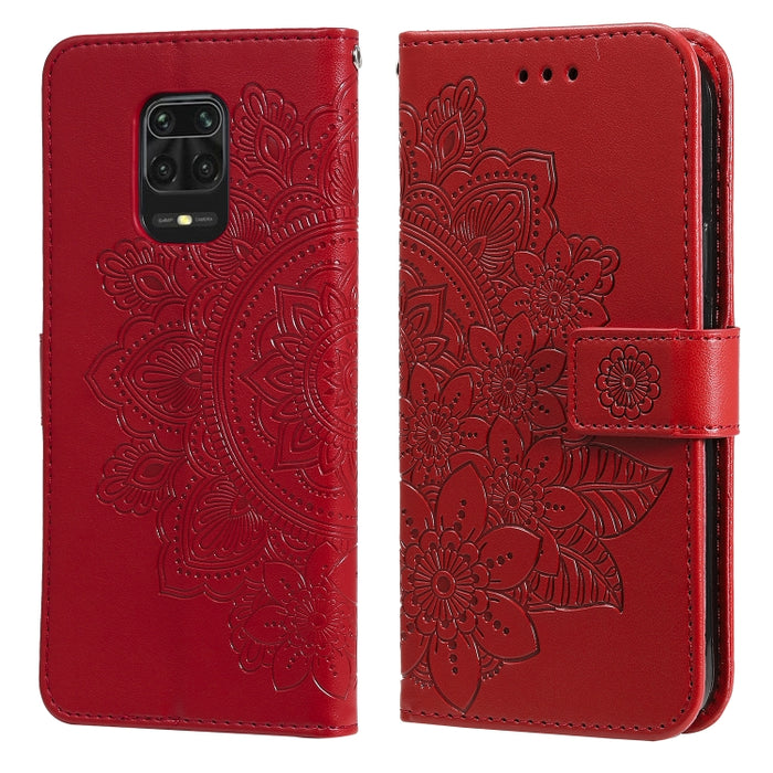Estuche de cuero de PU con tapa horizontal con estampado de flores de 7 pétalos con soporte y ranuras para tarjetas y billetera y marco de fotos, For Xiaomi Redmi 9C, For Xiaomi Redmi 9A, For Xiaomi Redmi K40/K40 Pro/Poco F3/ Mi 11i                    ...