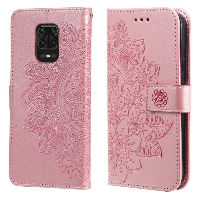 Estuche de cuero de PU con tapa horizontal con estampado de flores de 7 pétalos con soporte y ranuras para tarjetas y billetera y marco de fotos, For Xiaomi Redmi 9C, For Xiaomi Redmi 9A, For Xiaomi Redmi K40/K40 Pro/Poco F3/ Mi 11i                    ...