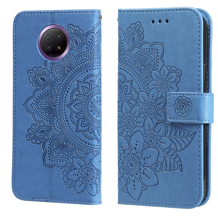 Estuche de cuero de PU con tapa horizontal con estampado de flores de 7 pétalos con soporte y ranuras para tarjetas y billetera y marco de fotos, For Xiaomi Redmi 9C, For Xiaomi Redmi 9A, For Xiaomi Redmi K40/K40 Pro/Poco F3/ Mi 11i                    ...