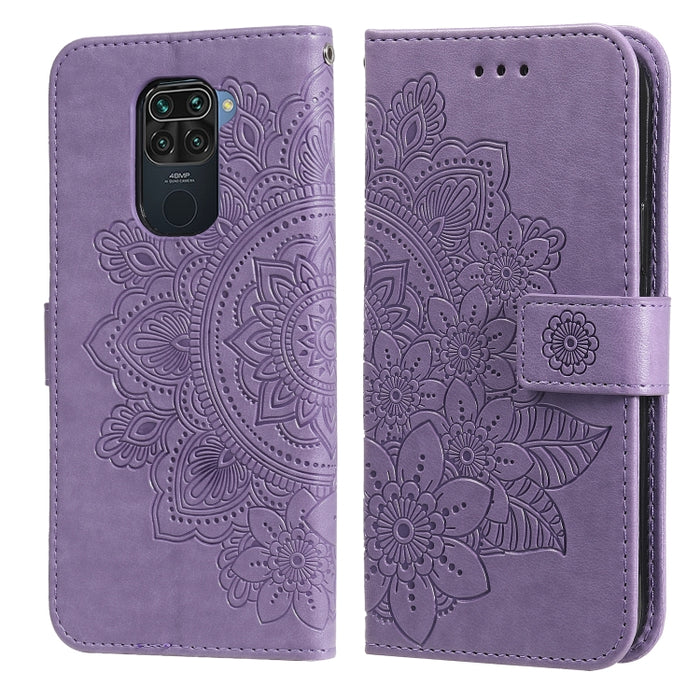 Estuche de cuero de PU con tapa horizontal con estampado de flores de 7 pétalos con soporte y ranuras para tarjetas y billetera y marco de fotos, For Xiaomi Redmi 9C, For Xiaomi Redmi 9A, For Xiaomi Redmi K40/K40 Pro/Poco F3/ Mi 11i                    ...