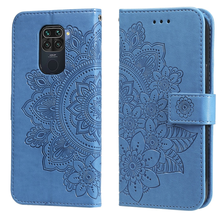 Estuche de cuero de PU con tapa horizontal con estampado de flores de 7 pétalos con soporte y ranuras para tarjetas y billetera y marco de fotos, For Xiaomi Redmi 9C, For Xiaomi Redmi 9A, For Xiaomi Redmi K40/K40 Pro/Poco F3/ Mi 11i                    ...