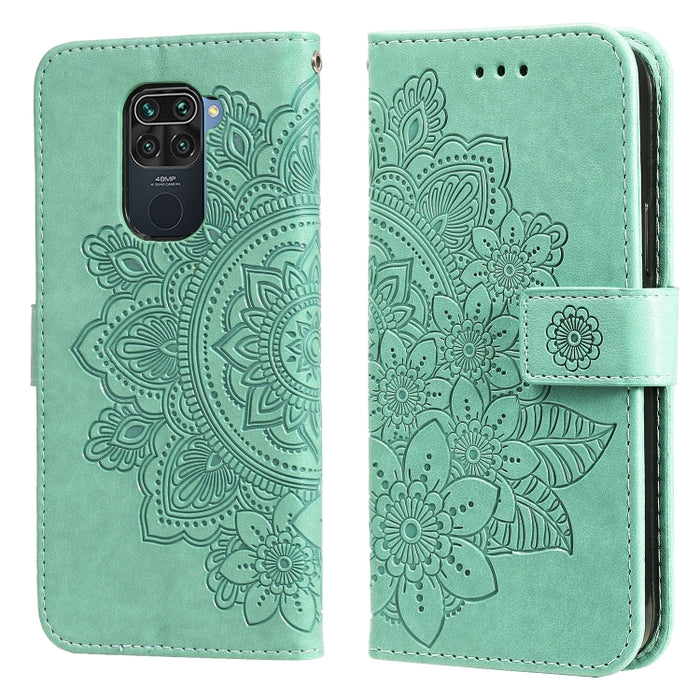 Estuche de cuero de PU con tapa horizontal con estampado de flores de 7 pétalos con soporte y ranuras para tarjetas y billetera y marco de fotos, For Xiaomi Redmi 9C, For Xiaomi Redmi 9A, For Xiaomi Redmi K40/K40 Pro/Poco F3/ Mi 11i                    ...