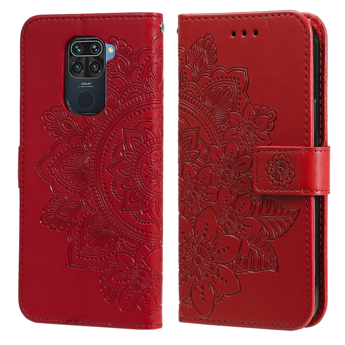 Estuche de cuero de PU con tapa horizontal con estampado de flores de 7 pétalos con soporte y ranuras para tarjetas y billetera y marco de fotos, For Xiaomi Redmi 9C, For Xiaomi Redmi 9A, For Xiaomi Redmi K40/K40 Pro/Poco F3/ Mi 11i                    ...
