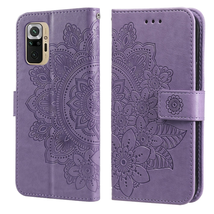 Estuche de cuero de PU con tapa horizontal con estampado de flores de 7 pétalos con soporte y ranuras para tarjetas y billetera y marco de fotos, For Xiaomi Redmi 9C, For Xiaomi Redmi 9A, For Xiaomi Redmi K40/K40 Pro/Poco F3/ Mi 11i                    ...