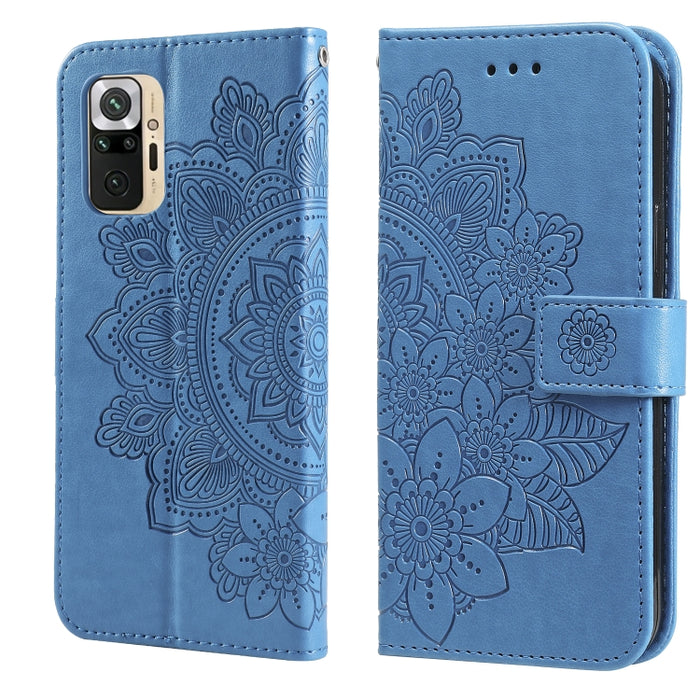 Estuche de cuero de PU con tapa horizontal con estampado de flores de 7 pétalos con soporte y ranuras para tarjetas y billetera y marco de fotos, For Xiaomi Redmi 9C, For Xiaomi Redmi 9A, For Xiaomi Redmi K40/K40 Pro/Poco F3/ Mi 11i                    ...